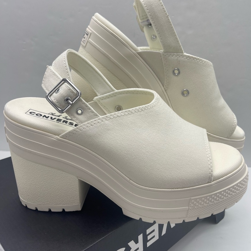 Converse CHUCK 70 DE LUXE HEEL MULE SLI EGRET/EGRET/EGRET Platform Heels A13796F - Picture 7 of 16